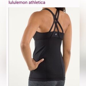 Lululemon Black Fitted Tank with Mesh Trimmed Front and Cut Out Back